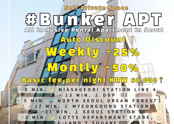 Seoul Rental Apartment Fully Furnished #Bunker Apt, Near Miasageori Subway Station Line 4