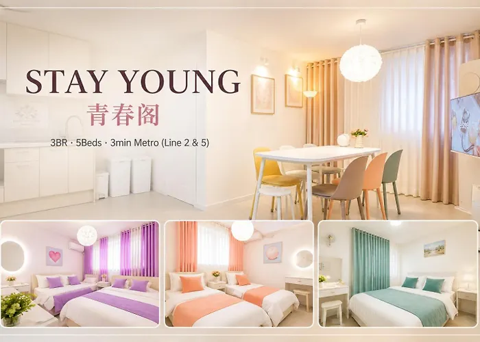 Stay Young #3 Rooms # 5 Beds # Line 2 Line 5 Yeongdeungpo-Gu Office Station #Hongdae # Yeouido